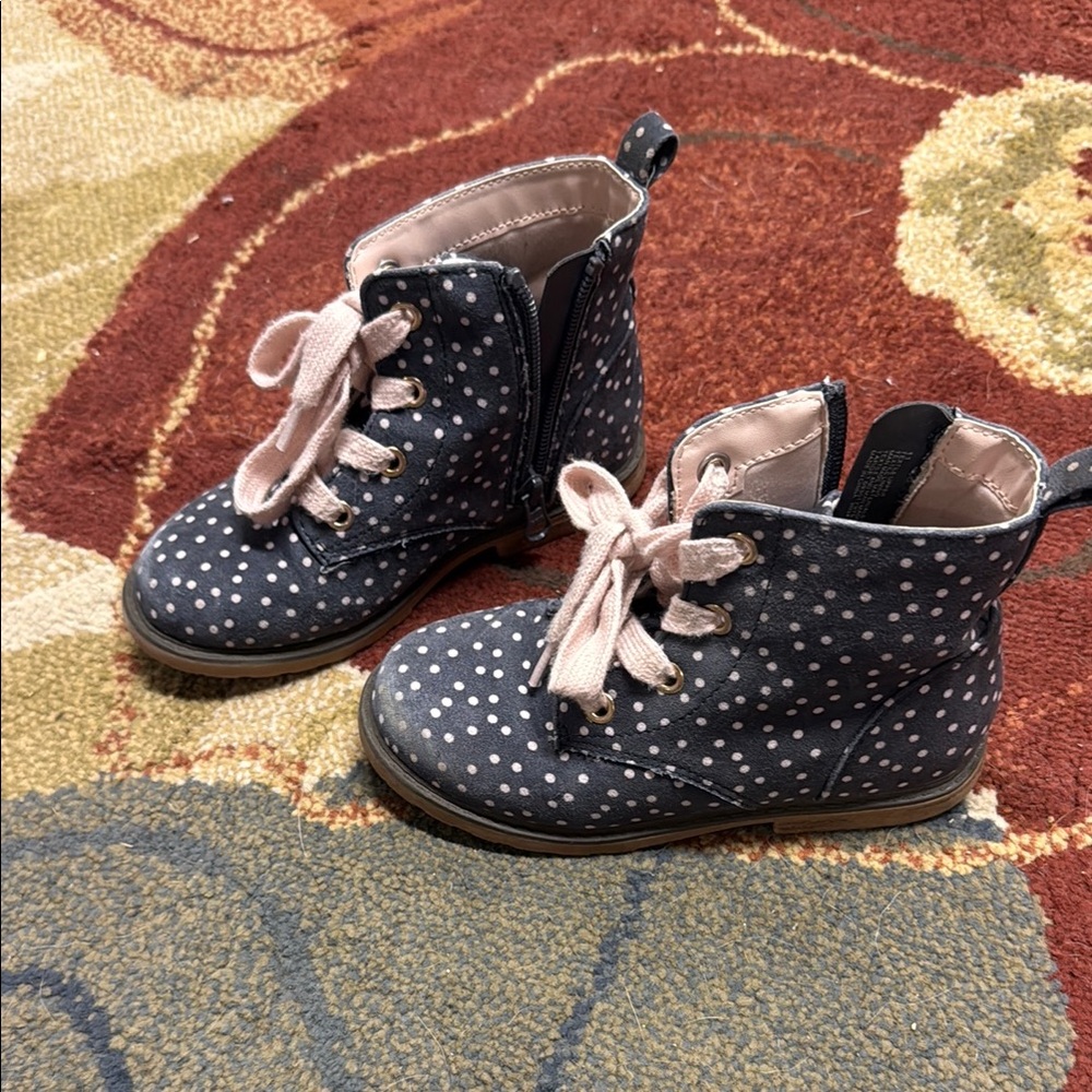 Cat & Jack Navy Polka Dot Kids Boots